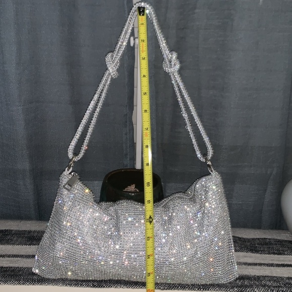 Rhinestone sparkly, silver clutch purse/handbag - Picture 9 of 10
